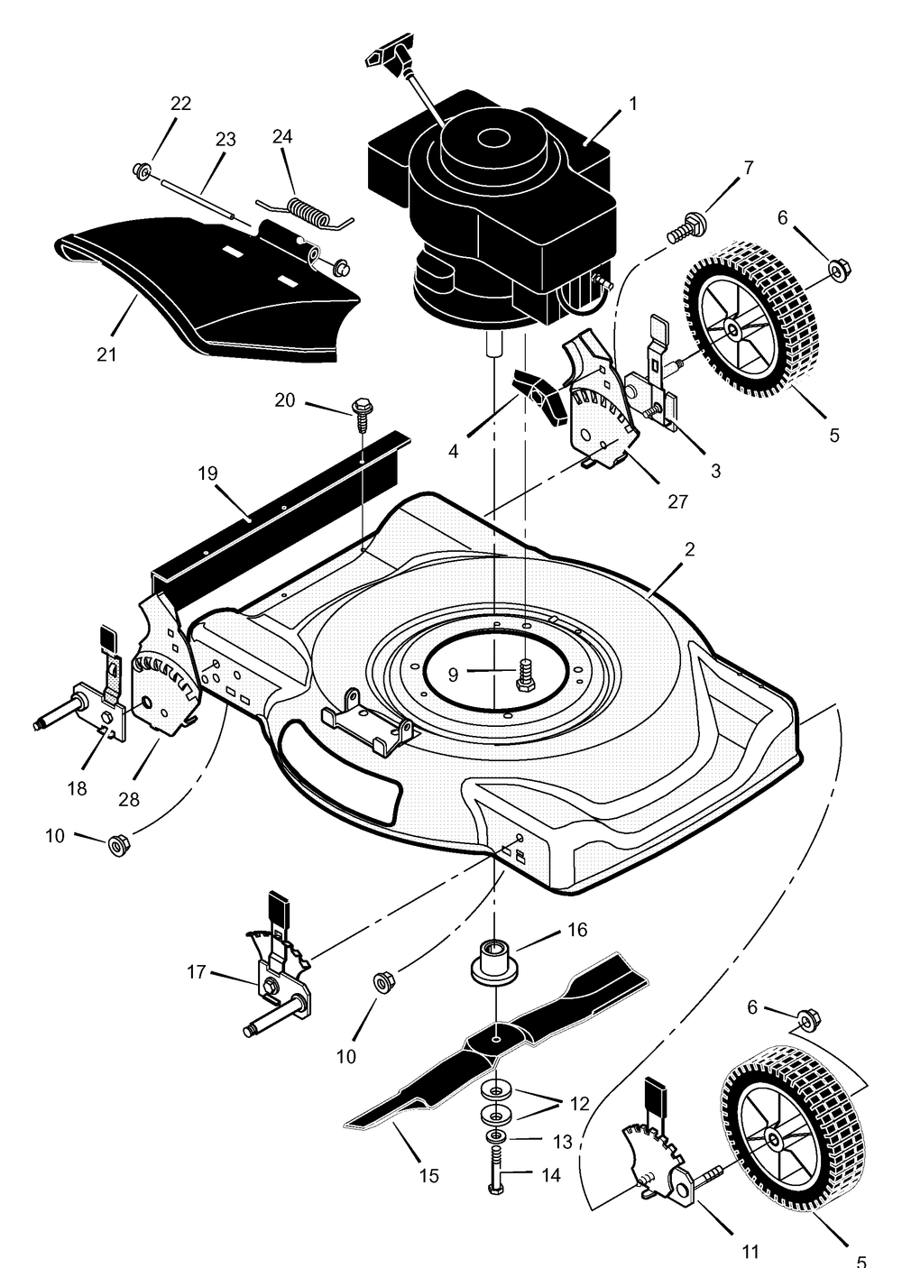 Mower Housing Assembly Diagram and Parts List for 220010X194NA 2003 Briggs and Stratton Lawn Mower